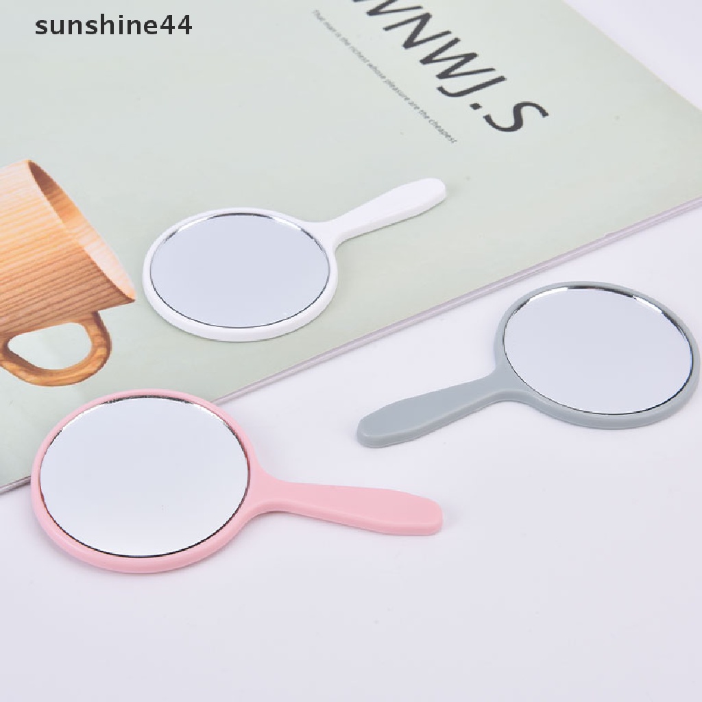 Sunshine Cermin Rias Genggam Round Vanity Mirror Dengan Handle Hand Mirror Cosmetic ID