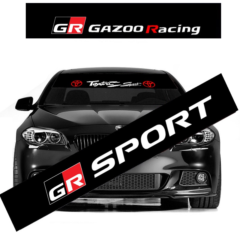 Sticker Kaca Depan Mobil Toyota GR Hitam Stiker Hias GR Sport GR Gazoo Aksesoris Racing