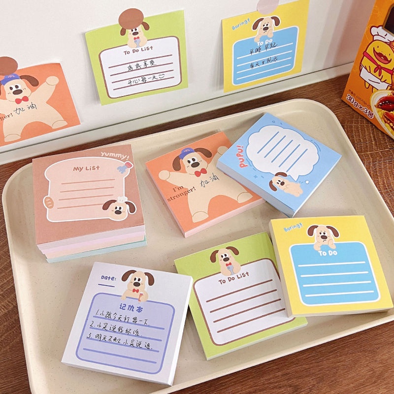 80lembar INS Kartun Puppy Warna-Warni Sticky Note Lucu Memo Siswa Kreatif Kertas Pesan