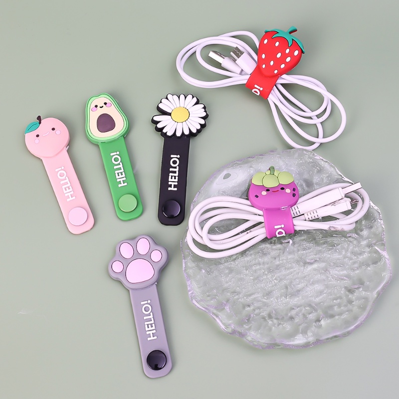 Cute Cartoon Fruit Shape Silicone Cable Winder/Manajer Kawat Tipe Snap Nyaman/Tali Pengikat Penyimpanan Kabel Listrik Serbaguna Rumah