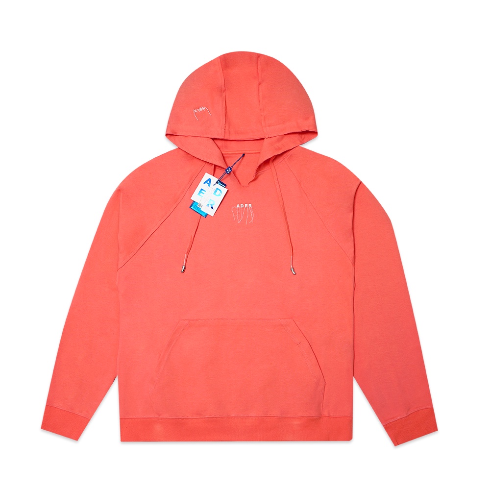 Ader Error Logo-Embellished Hoodie Coral Red