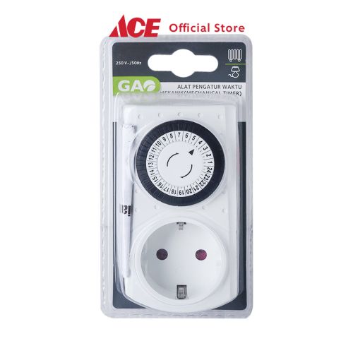 Ace - Gao Stop Kontak Timer Mekanik 15Gd Electric Socket Soket Cabang Adaptor Colokan Peralatan Elektronik Extension Kotak Kontak