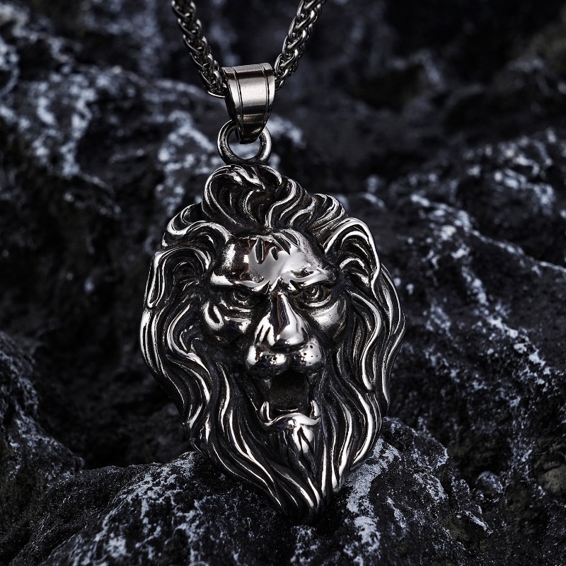 [Z H Perhiasan] Vintage Lion Hip Hop Liontin Fashion Pria Dan Wanita Anti Karat Kalung Punk Pesta Rock Baja Titanium Perhiasan Aksesoris