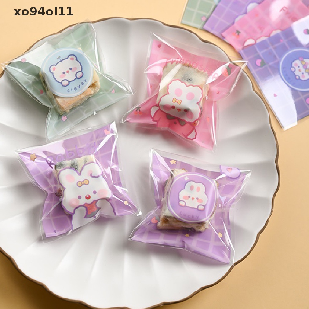 Xo 100Pcs Kantong Hadiah Kue Bening Permen Plastik Cookies Biskuit Packaging Bags OL