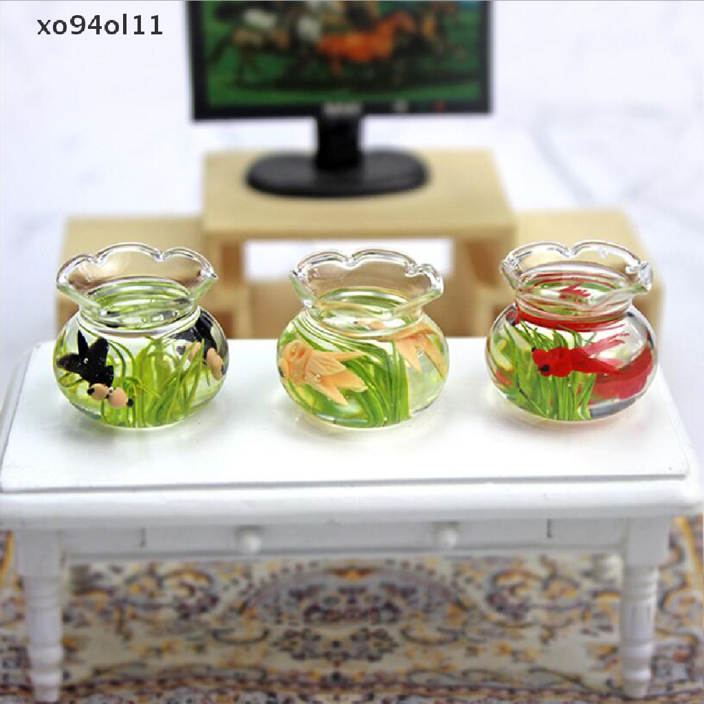 Xo Rumah Boneka Miniatur Kaca Mangkuk Ikan Aquarium Rumah Boneka Hiasan Rumah Mainan OL