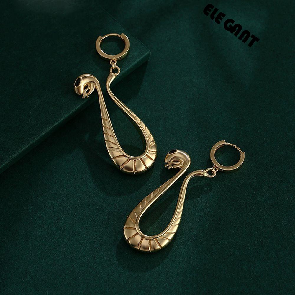 [Elegan] Wanita Klip Anting Emas Keren Bentuk Ular Perhiasan Fashion Retro Cosplay Anime Earrings