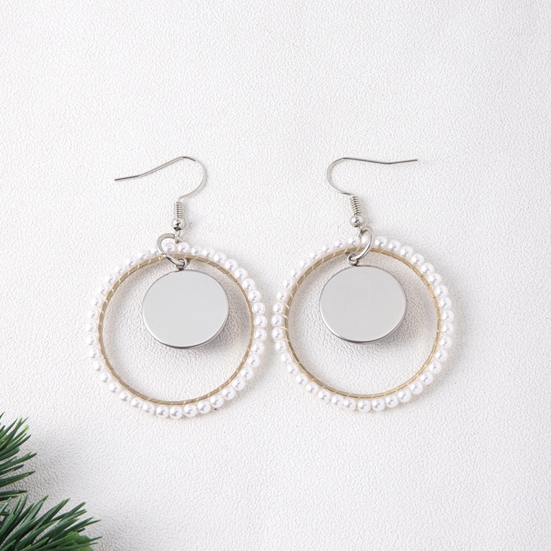 Fashion S925 Jarum Korea Anting Temperamen Baru Cincin Kecil Geometris Cinta Hati Mutiara Gadis Manis Anting