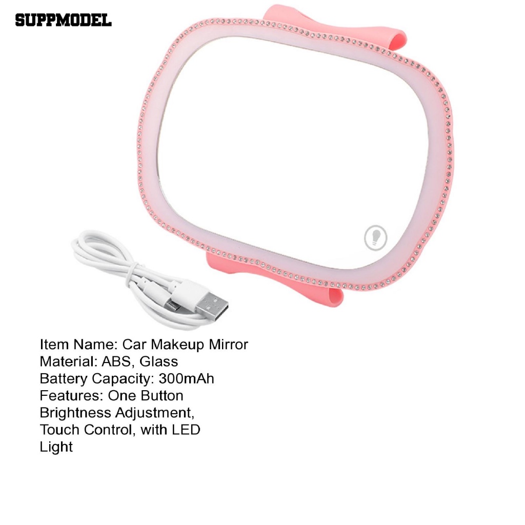 Suppmodel Antarmuka USB Mobil Sun Visor Mirror Perlengkapan Kendaraan Interior Mobil LED Kaca Spion Penyesuaian Kecerahan Tombol Satu