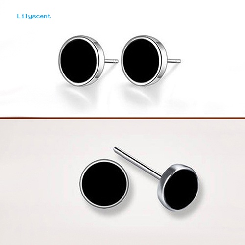 Lilyscent Pria /'s Wanita s 925 Sterling Silver Hitam Vinyl Anting Telinga Giwang Perhiasan Pesona