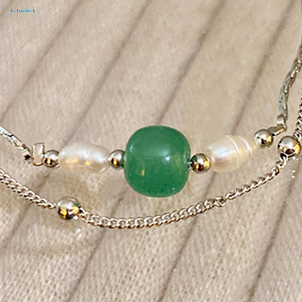 Lilyscent Slim Wanita Gelang Fashion Perhiasan Vintage Faux Jade Perempuan Bangle Gaya Cina