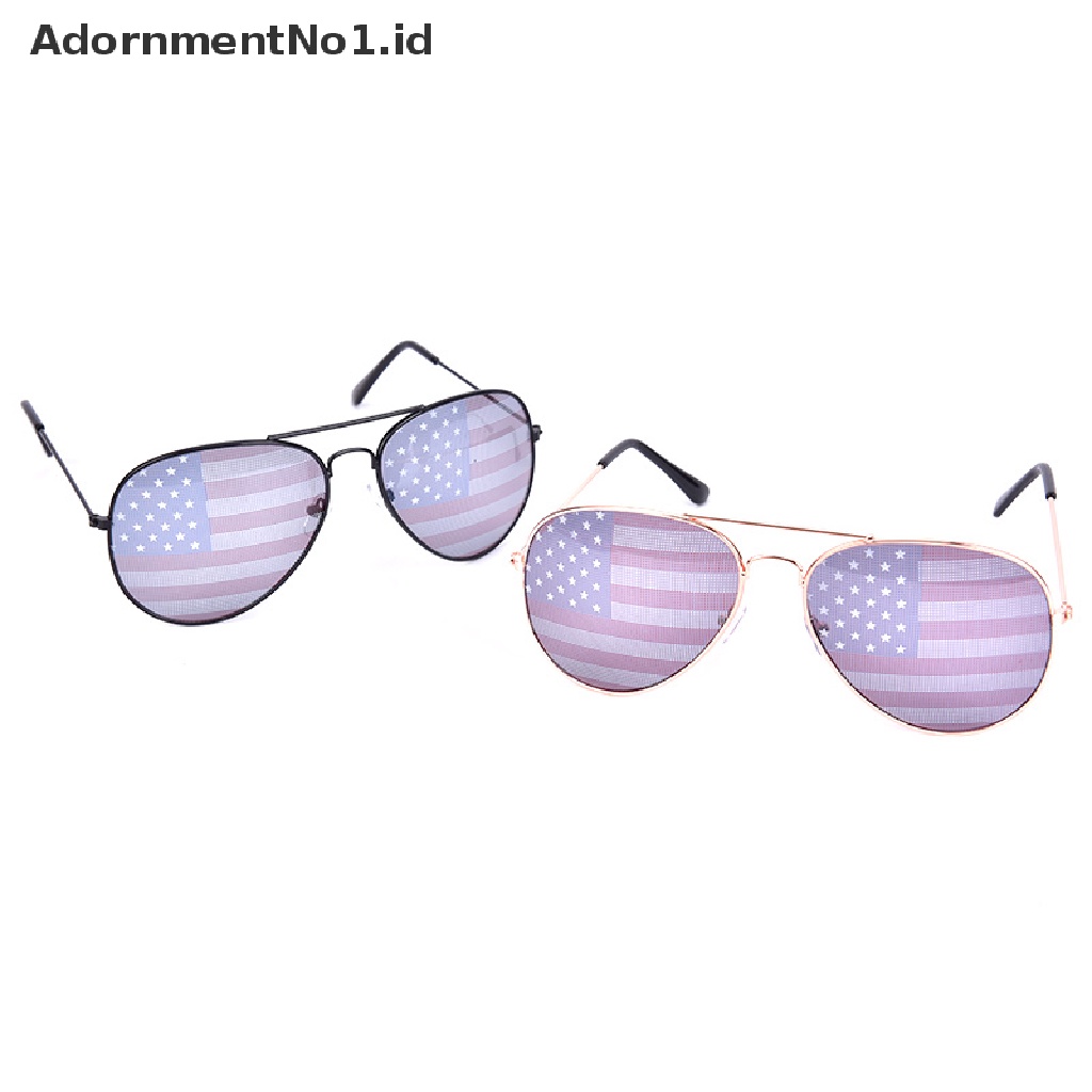 [AdornmentNo1] New Kacamata Hitam Patriotic Bendera Amerika USA Lensa Bintang Garis Pilot Shades Patriot [ID]