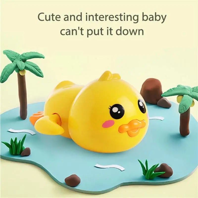 Mainan Mandi Bak Mandi Anak Bentuk Bebek Kuning Kecil Lucu/Mainan Renang Otomatis Jarum Jam Bebek Kreatif/Boneka Mandi Mandi Menyenangkan Kolam Kamar Mandi