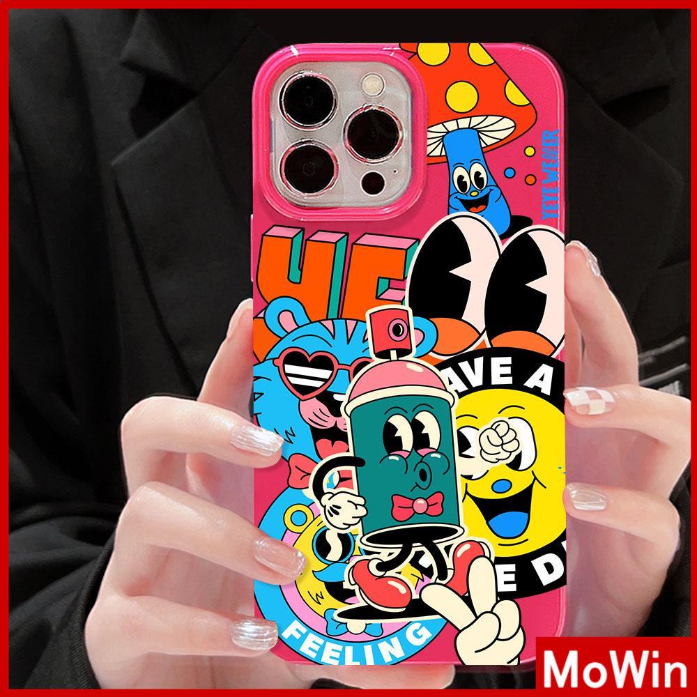 For iPhone 14 Pro Max iPhone Case Black Pink Glossy TPU Soft Case Shockproof Protection Camera Cute Graffiti Compatible with iPhone 13 Pro max 12 Pro Max 11 xr xs max 7Plus 8Plus
