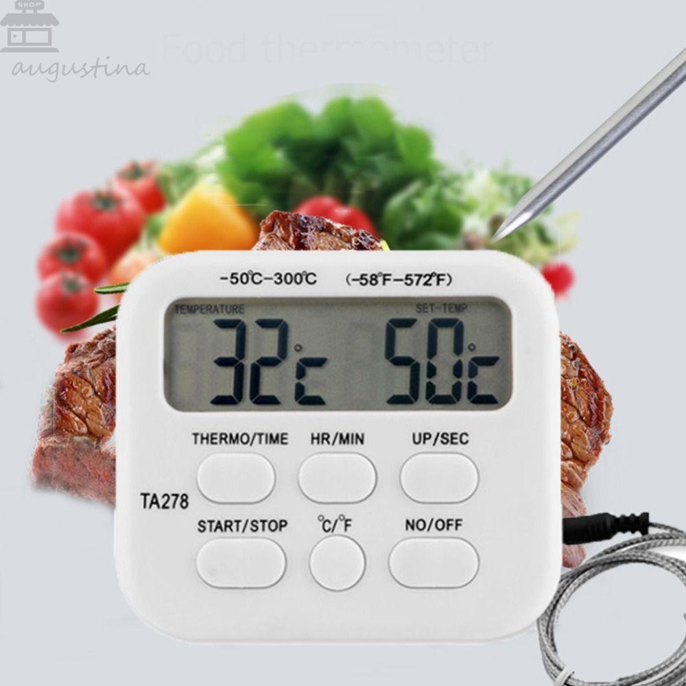 Agustinina Kitchen Thermometer Digital Electronic BBQ Alat Dapur Instant Baca Timer Masak Makanan