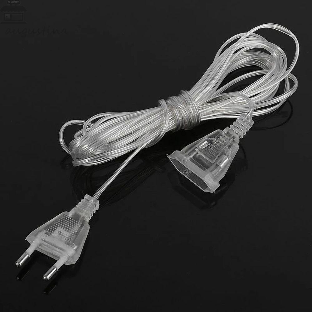 Agustina Kabel Ekstensi Listrik Standard EU Plug Lampu Natal Fairy Lights Cable Plug 3M 5M Transparan Kabel Ekstensi