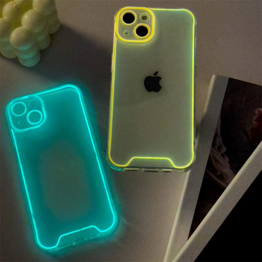 IPHONE Lampu Malam Luminous Silicone Phone Case Kompatibel Untuk Iphone14 13 12 11 Pro Max XR X XS 14 Plus Shockproof Case Cover