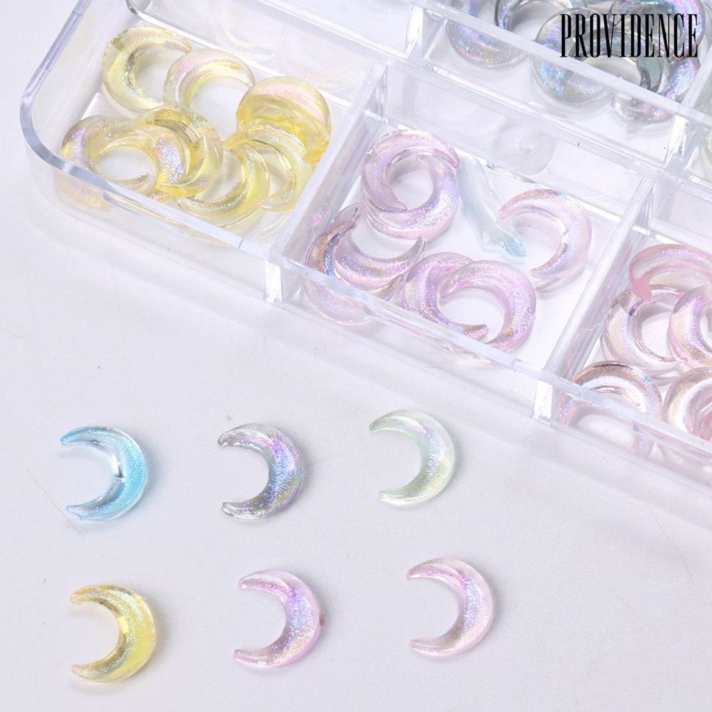 Providence Nail Art Decor Efek Glittering Mudah Tempel Tahan Lama Removable Hias DIY Nail Art Resin Manicure 3D Pesona Kuku Bulan Untuk Wanita