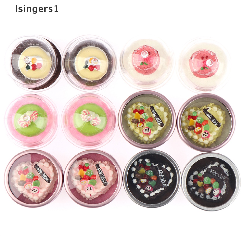 [lsingers1] 2pcs 1: 12rumah Boneka Miniatur Kue Resin Boneka Makanan Dekorasi Bermain Dapur Mainan Butik