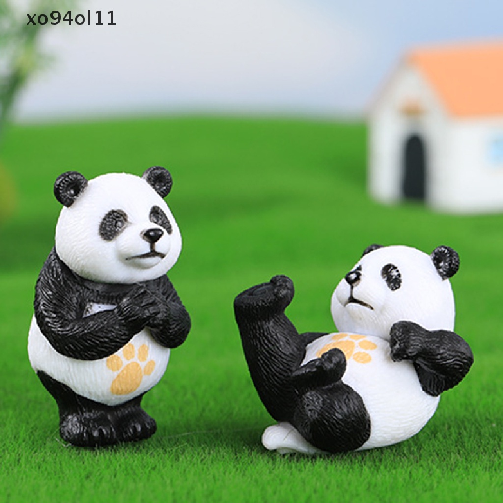 Xo 1pc Patung Panda Mini Keaslian Miniatur Taman Rumah Boneka Dekorasi Pesta Ulang Tahun Lucu Micro Room Home Decor OL