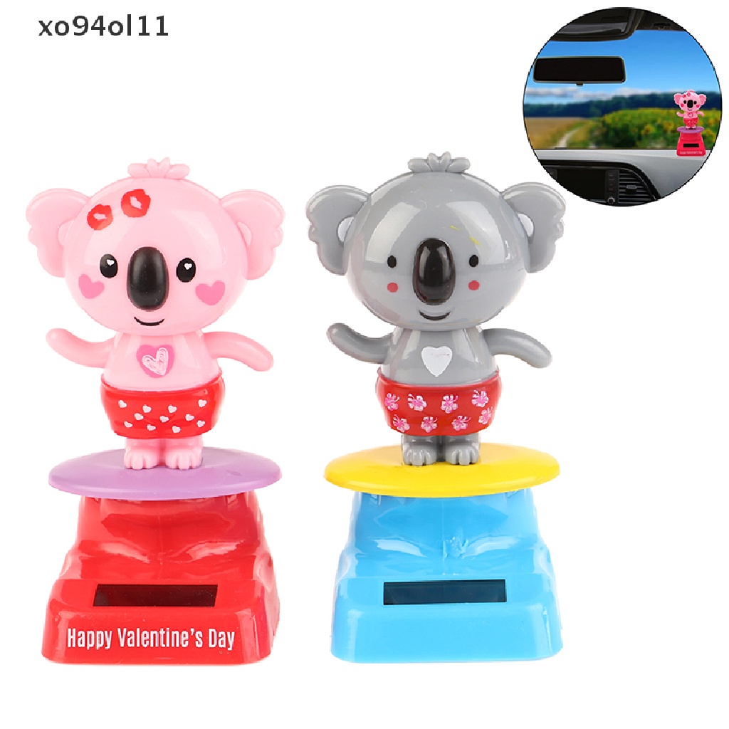 Xo Kawaii Kartun Koala Ornamen Tenaga Surya Goyang Kepala Mainan Mobil Hiasan Decor OL