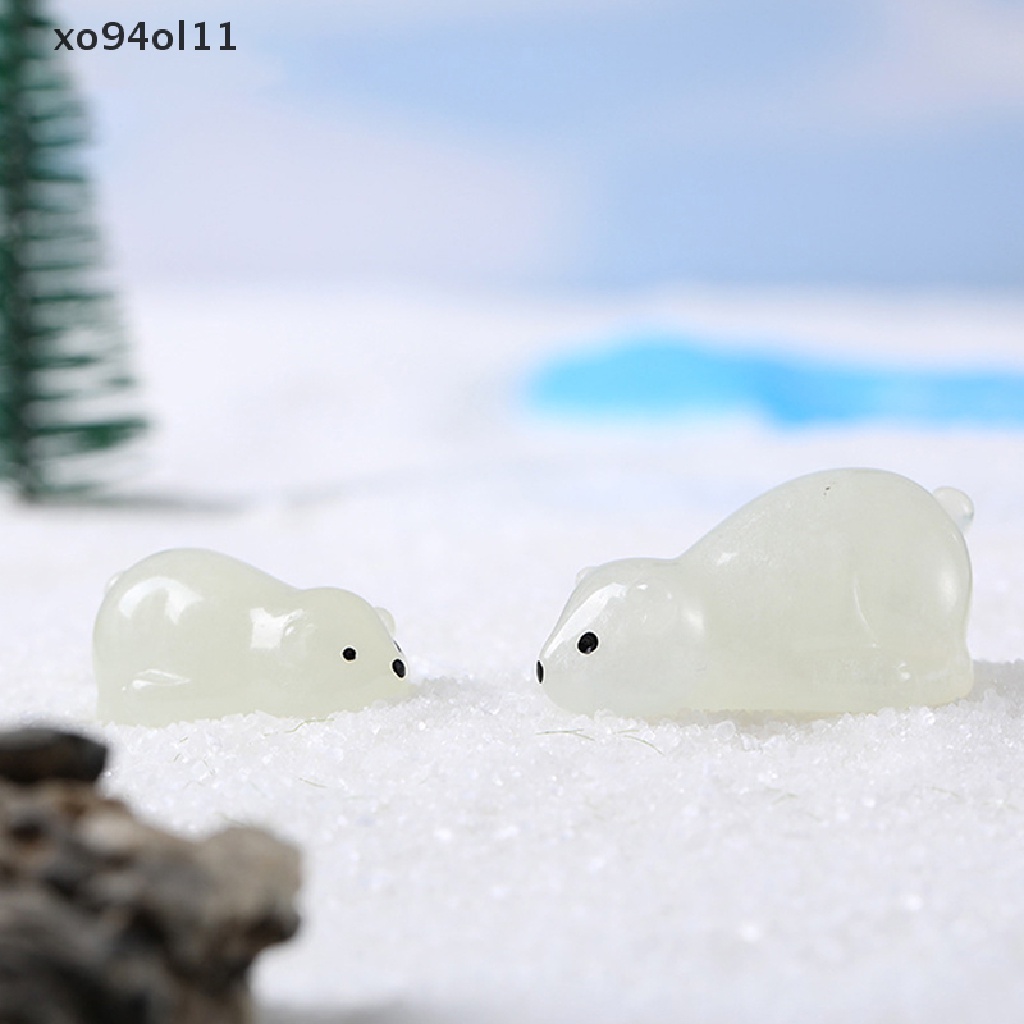 Xo 1Pc Luminous Polar Bear Micro Ornamen Miniatur Pot Dekorasi Lanskap OL