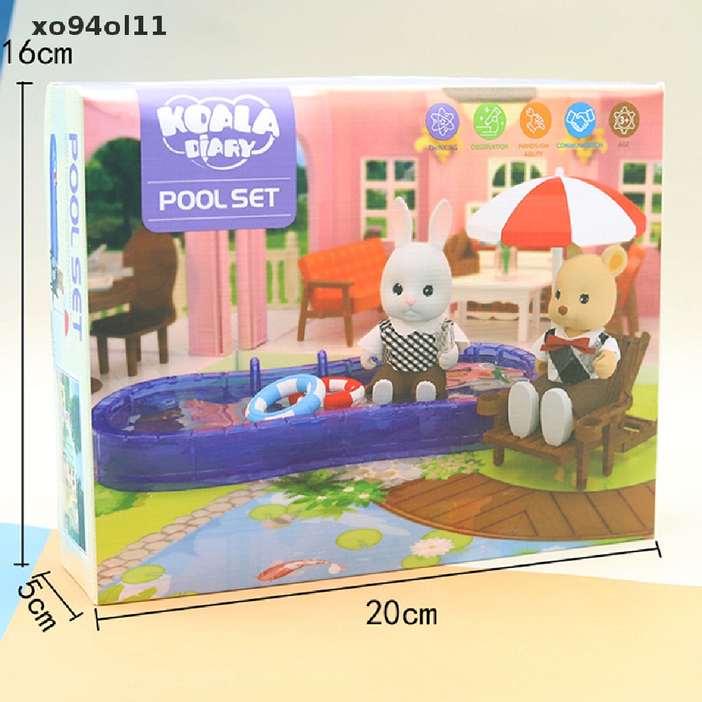 Xo Boneka Rumah Simulasi Lucu Mini Kolam Renang Lingkaran Pantai Kursi set OL