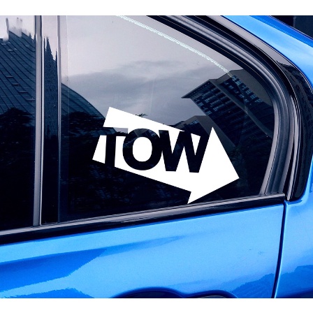 Tow Logo Arrow Reflektif Stiker Mobil Merah Peringatan Decal Untuk Otomotif Motor Truk Balap SUV Bumper Laptop