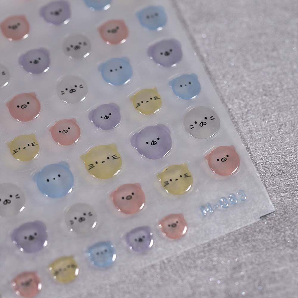 Stiker Kuku Jelly Agustina Warna-Warni Fashion Kelinci Cinta Hati Bulat Dot Beruang Dekorasi Kuku