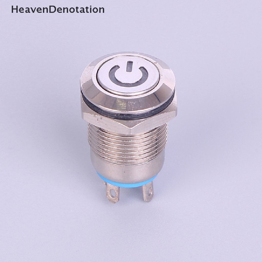 [HeavenDenotation] 12mm 12V Latching Push Button Black Metal LED Power Momentary Switch Tahan Air. Hdv