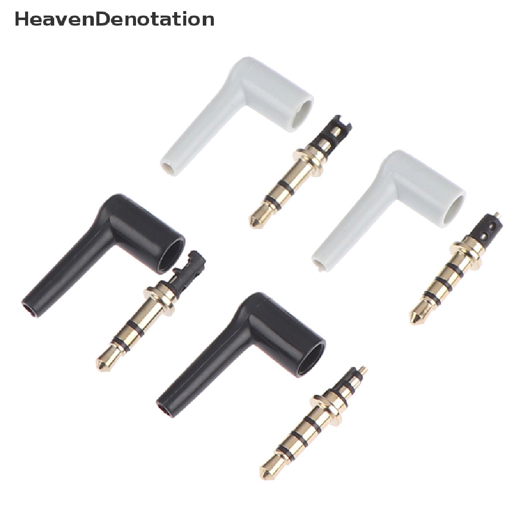 [HeavenDenotation] 2pcs/lot 90derajat jack plug headset stereo 3.5mm 4tiang 3.5 Lapis Emas HDV