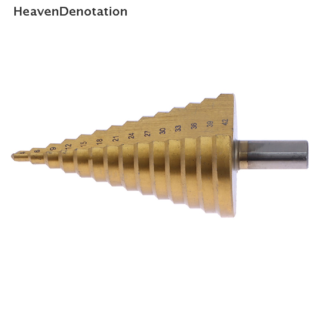 [HeavenDenotation] Ukuran Besar 4-42mm Mata Bor Step Baja Kecepatan Tinggi Untuk Pemotong Lubang Kayu Logam Titanium Coated Drilling Power Tools HDV