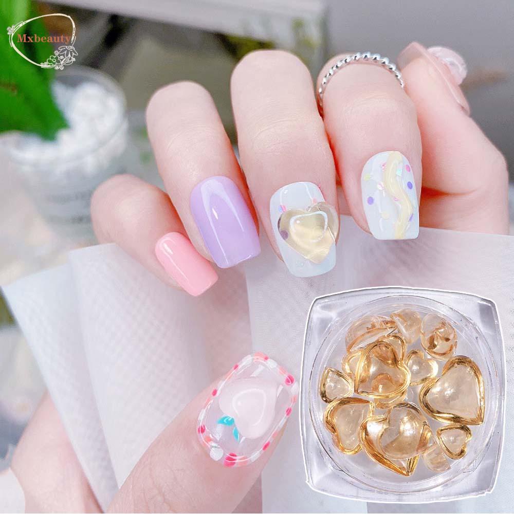 Mxbeauty Ornamen Kristal Berlian Bentuk Hati 3D Gaya Jepang Untuk Dekorasi Nail Art