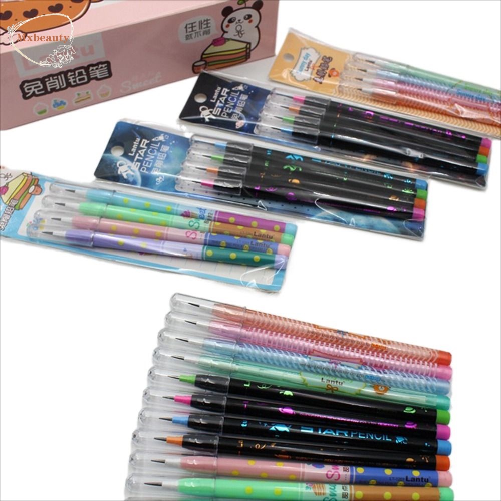 Mxbeauty Pensil 4Pcs/set Alat Tulis Pulpen Menulis Kartun Anak Plastik Pensil Tidak Tajam