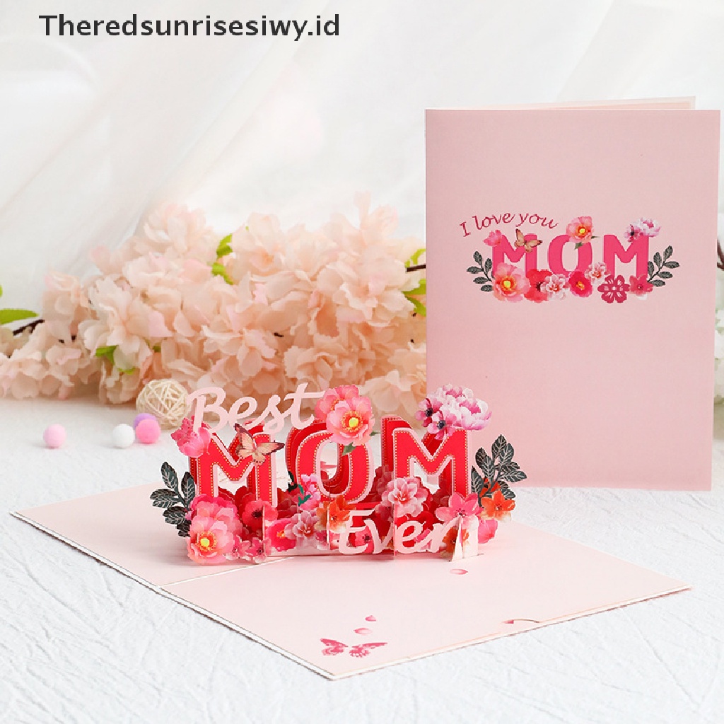 # Kado Mom &amp; PAPA DIY # 3d Up Mother's Day Card Greeg Flowers Bouquet Hadiah Ulang Tahun Ibu Istri~