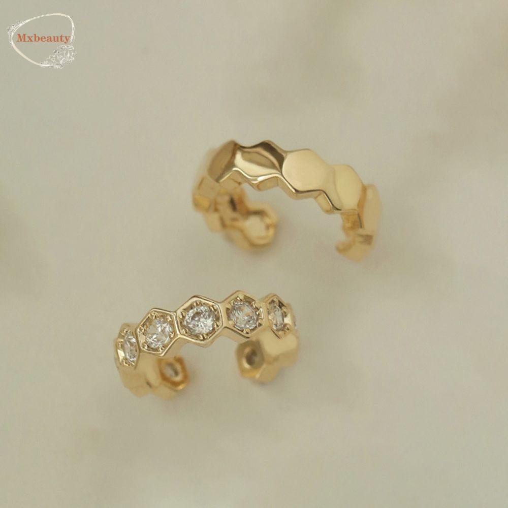 Mxbeauty Asimetris Klip Telinga Mode Temperamen Zirkon Halus Lingkaran Telinga Manset925 Sterling Perak Palsu Tulang Rawan Tindik Anting-Anting Perempuan Rasa Senior Logam Klip Anting-Anting