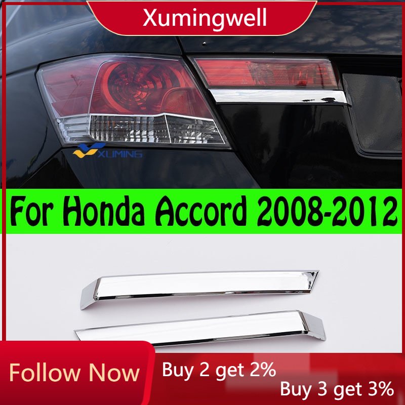 Xuming 2pcs Strip Trim Lampu Kabut Belakang Bahan ABS Krom Untuk Honda Accord 8th 2008 2009 2010 2011 2012