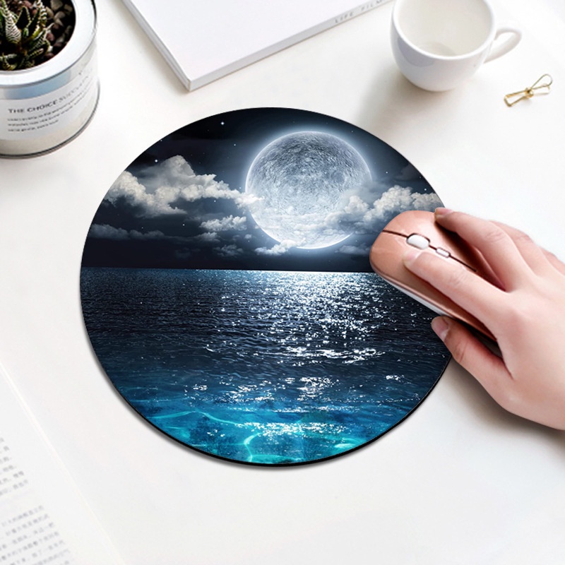 Pemandangan Alam Mouse Pad Game Kreatif Dan Lucu Rumah Kantor Mouse Pad Karet Mouse Pad Starry Moon Lake Cat Air Sunrise Forest Aurora Mouse Pad