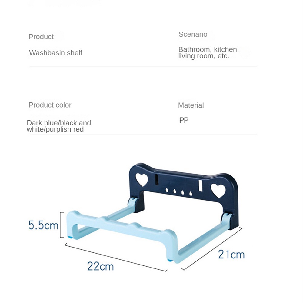 Rack Dinding Gantung Rak Wastafel Bebas Lipat Baskom Penyimpanan Berdiri Kamar Mandi Self-Adhesive Wastafel Hook Pemegang Kamar Mandi Penyimpanan Gadget