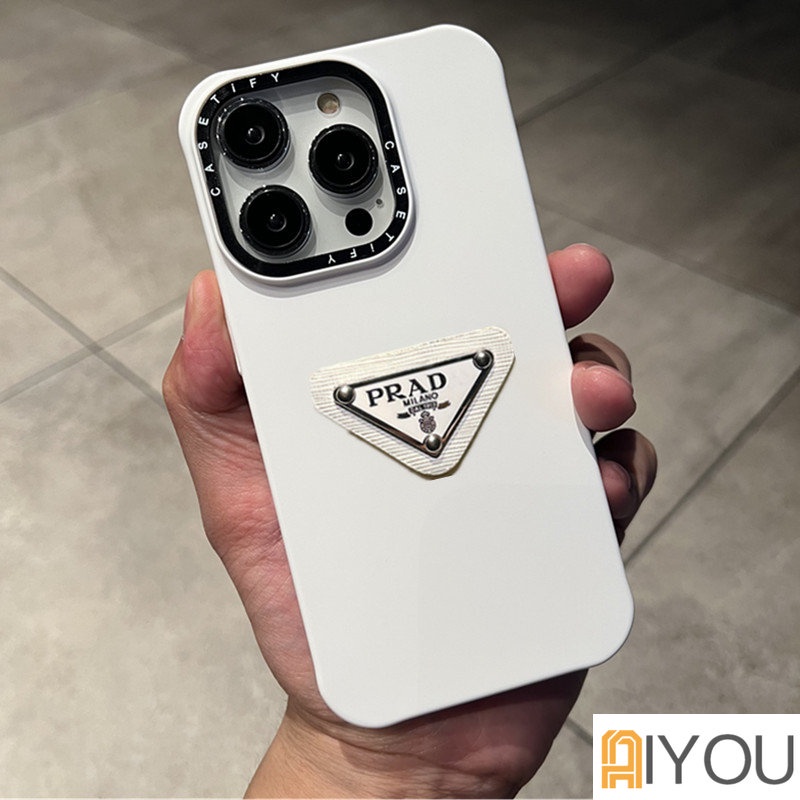 Casing Silikon Casetify Hitam Putih Abu Biru Desain Terinspirasi Dengan label prad Segitiga 3D Untuk iPhone14 Pro MAX 13 12 Pro MAX 11 Pro MAX XS MAX XR X SE 7 8 Plus Soft Case