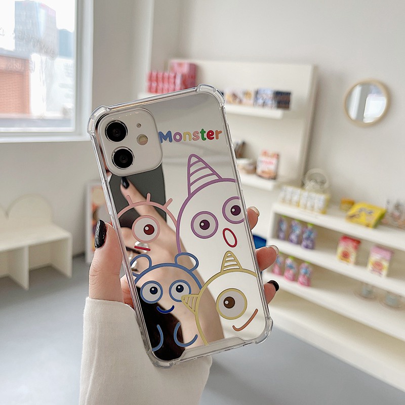 [Anti Jatuh Cermin] Pretty Makeup Silikon Soft Case IPhone 6S 7 8 Plus X XR XS Max IPhone 11 12 13 14 Pro Max 14 Plus 7+8+12 13 mini Wanita Gadis Kartun Lucu Monster