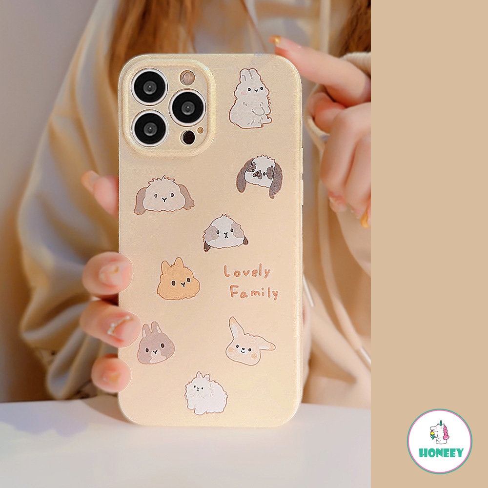 IPHONE Casing Ponsel Kartun Kartun Anak Anjing Kelinci Kucing Bunny Friends Lucu Untuk Iphone14 13 12 11 Pro Max14 Plus Case Kawaii Sweet Gloss Soft Cover