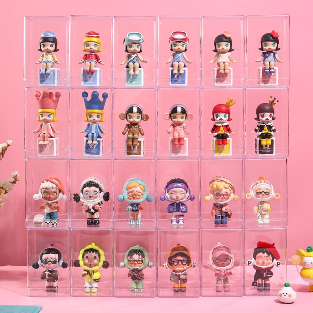 Stackable Figure Toys Show Case Tahan Debu Koleksi Menyimpan Toples Transparan Anime Boneka Kotak Pajangan Hemat Ruang Kerajinan Tangan Storage Bin