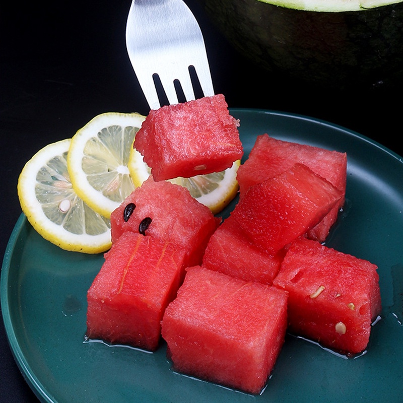 2in1 Dual Head Watermelon Slicer Fork/Garpu Pemotong Buah Stainless Steel/Aksesoris Peralatan Makan Dapur