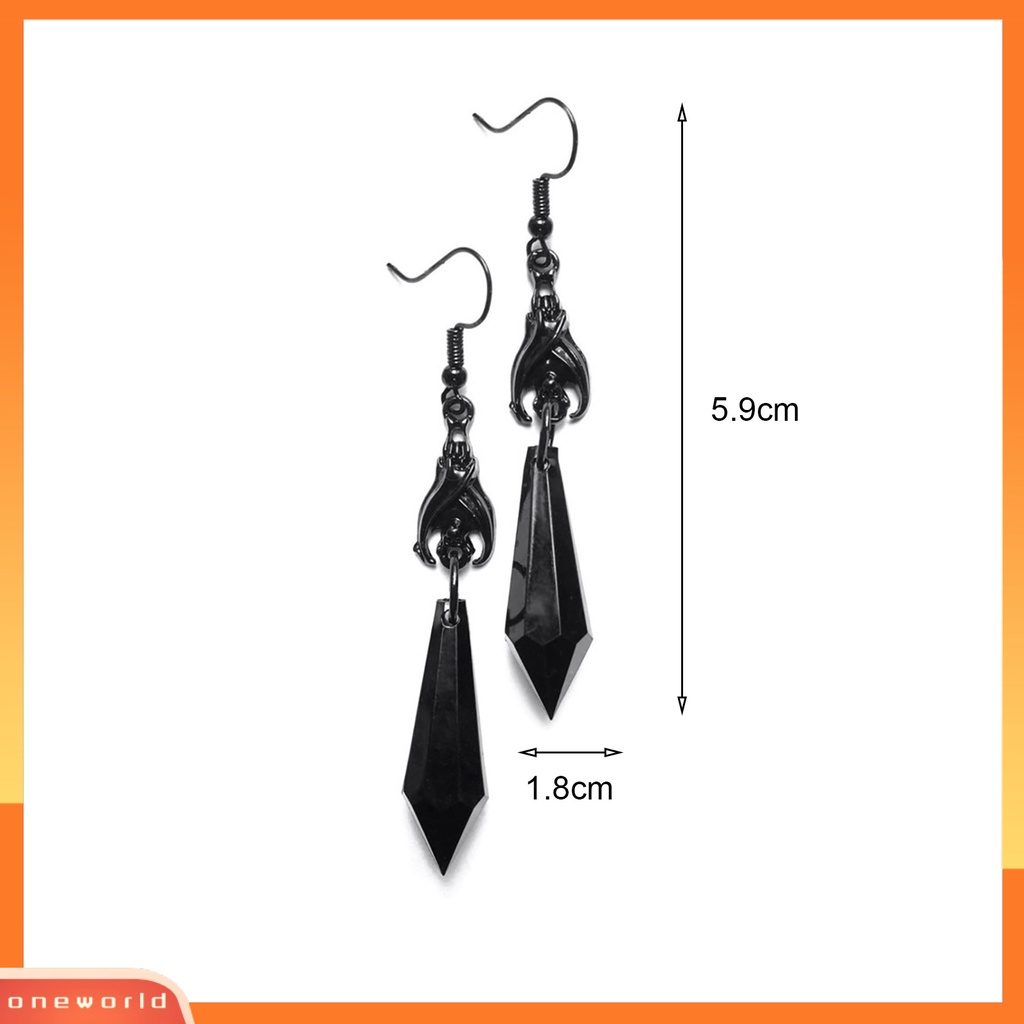 [EONE] 1pasang Anting Wanita Fadeless Sweater-proof Anti-Oksidasi Tahan Jatuh Ruby/Permata Hitam Vintage Ear Hooks Ear Decoration