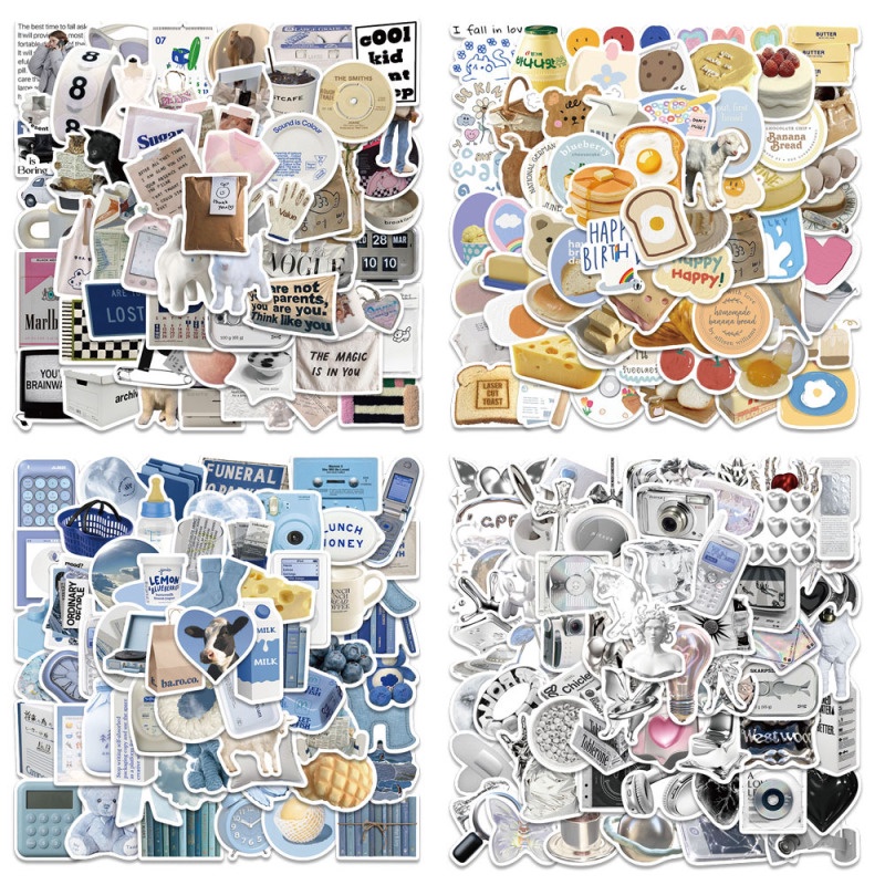 60pcs/pack Ins Lucu Stiker Scrapbooking Dekoratif Stiker DIY Diary Album Stick Label Kawaii Stationery