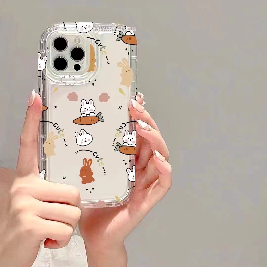 IPHONE Ins Winnie the Pooh Casing Ponsel Cocok Untuk Iphone11 14 14pro 14plus 13 13mini 13pro 13prm iPhone12 7Plus 8Plus Xr XS 13 12mini Pro Max Empat Sudut Casing Ponsel Transparan Tahan Guncangan