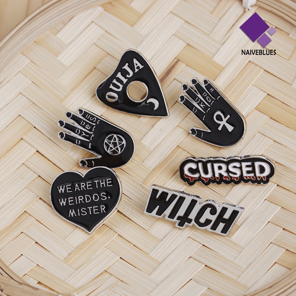 &lt; Naiveblues &gt; Halloween Penyihir Tangan Jantung Enamel Tombol Lencana Baju Bros Pin