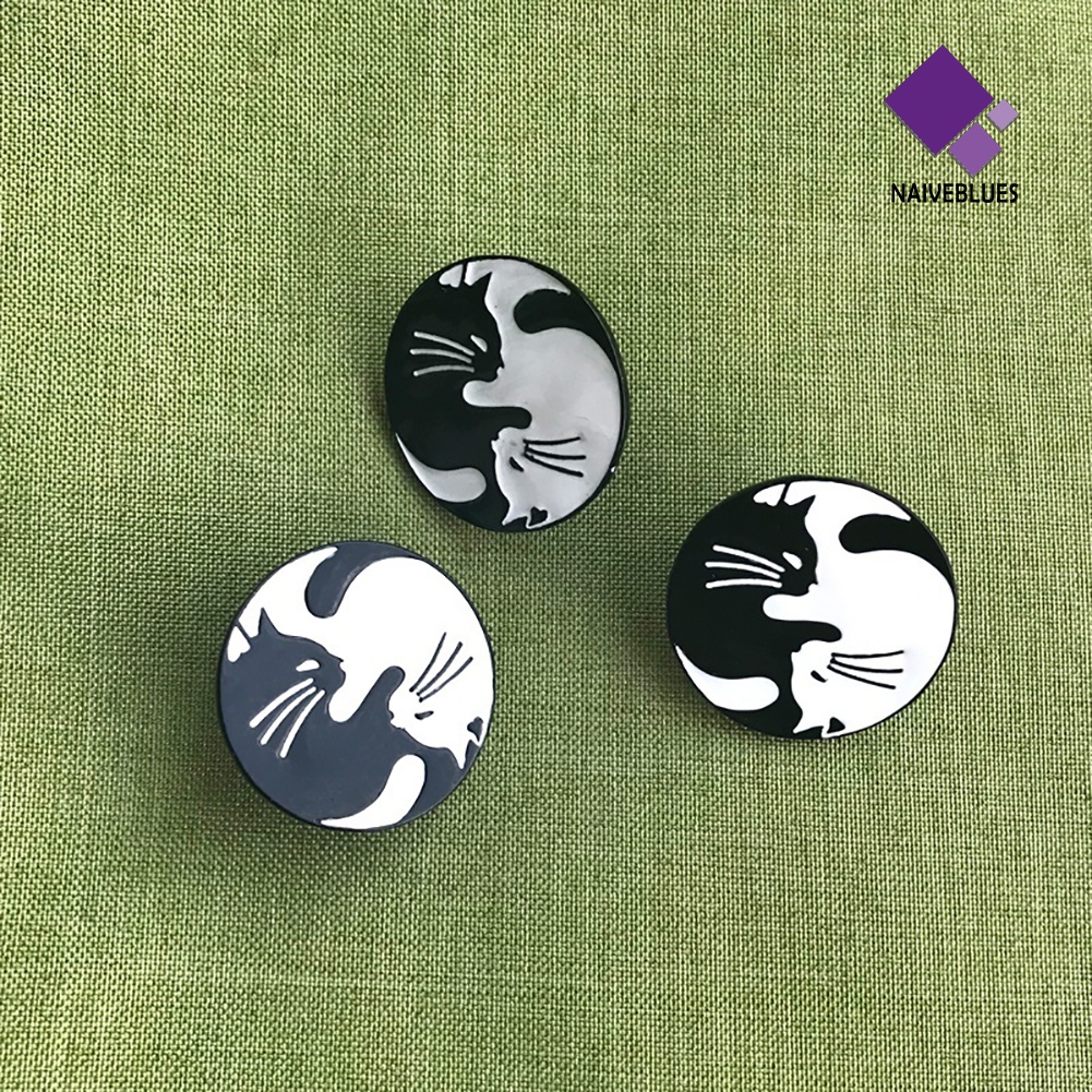 &lt; Naiveblues &gt; Pin Bros Bulat Enamel Kucing Lucu Lencana Topi Ransel Dekorasi Perhiasan