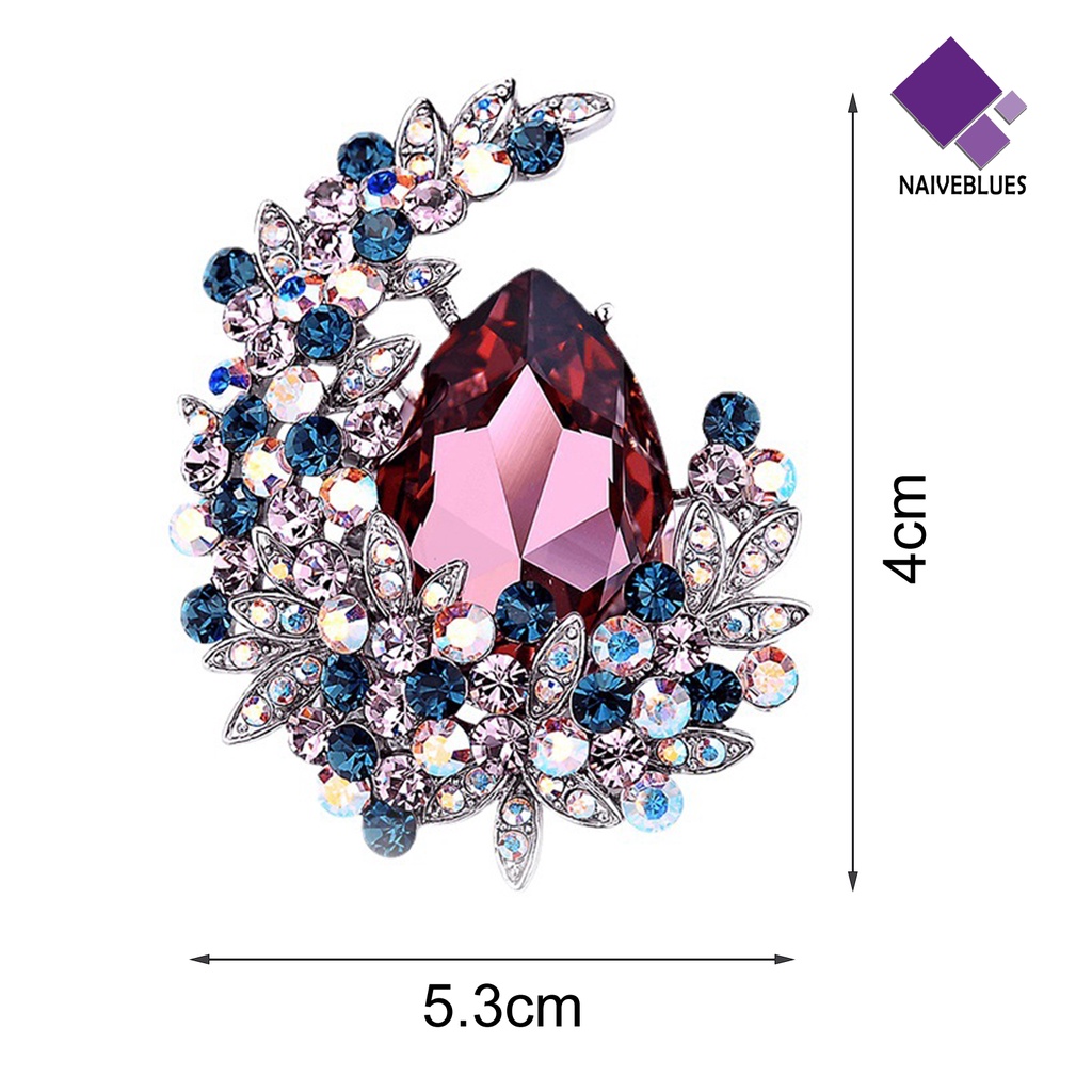 &lt; Naiveblues &gt; Bros Pin Elegan Temperamen Kristal Imitasi Mengkilap Hias Kilau Cerah Hadiah Wanita Bulan