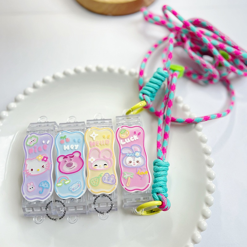 Lucu Kartun Kasus Ponsel Klip Belakang Lanyard Ponsel Menenun Tali Ponsel